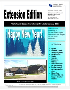 January 2025 Newsletter Cover with table of contents 